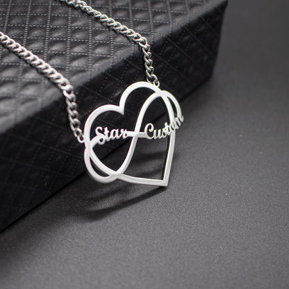 Infinity Necklace Heart Name Pendant