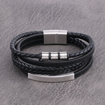 Mens Woven Leather Bracelet Multi Strand Bracelet 