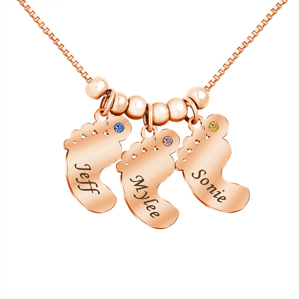 Baby Name Necklace With Birthstone ross gold