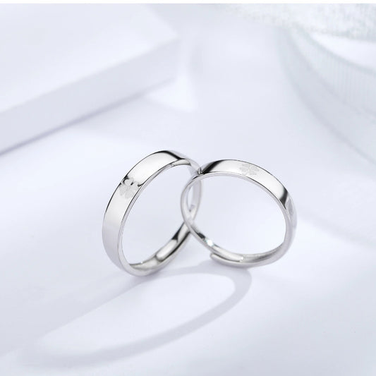 Clover Engraved Matching Couple Rings Set s925 Ring