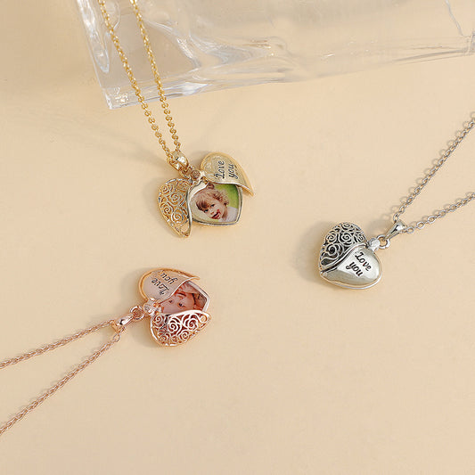 Heart Photo Locket Necklace Hidden Photo Necklace