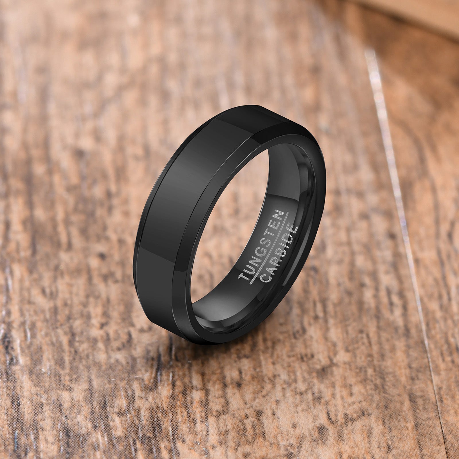 Mens Minimalist Tungsten Band Rings BLACK