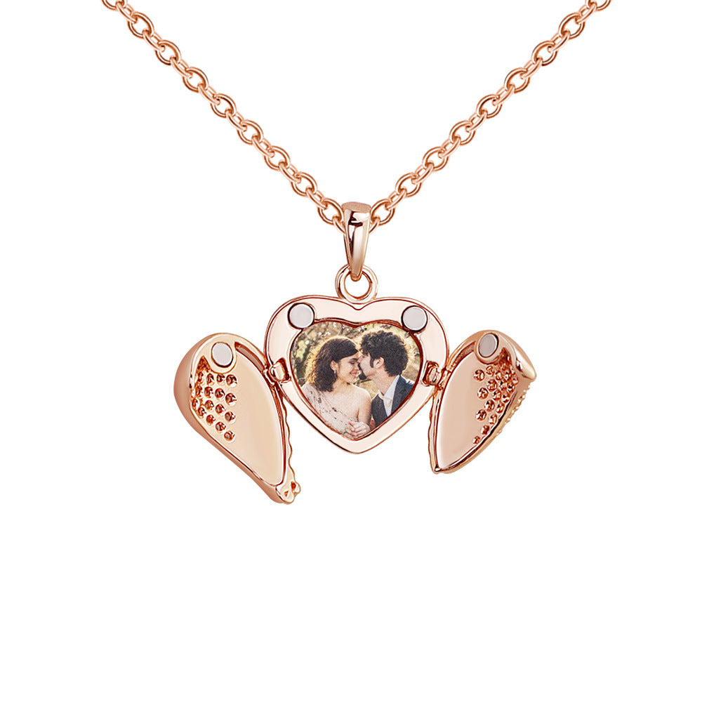 Locket Necklace with Picture Inside Open Heart Necklace Pictures