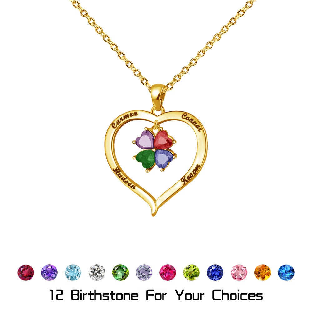 Multiple Name Necklace With Birthstone