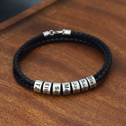 Mens Leather Bracelet With Names Mens Bracelet With Family Names