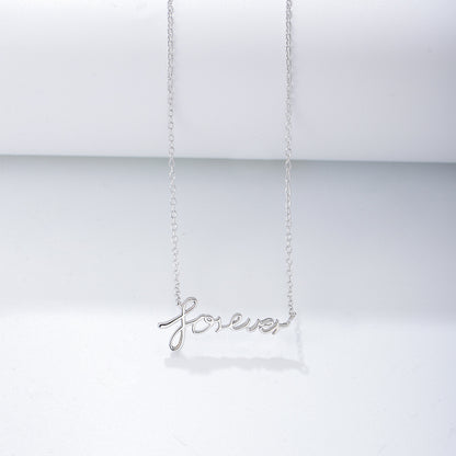 FOREVER Name Plate Necklace Sterling Silver Wire Name Necklace