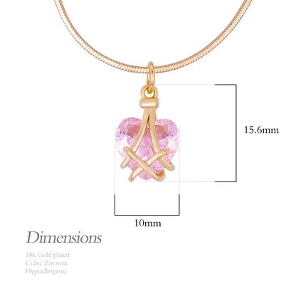 Heart Crystal Charm Necklace Barbie Diamond Castle Necklace Birthstone Pendant