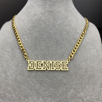 Mens Nameplate Necklace Gold Chain with Name for Guys