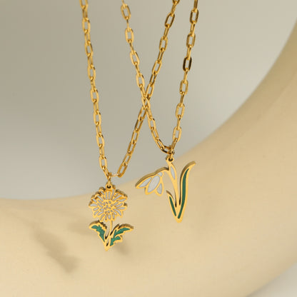 Birth Flower Necklace GOLD