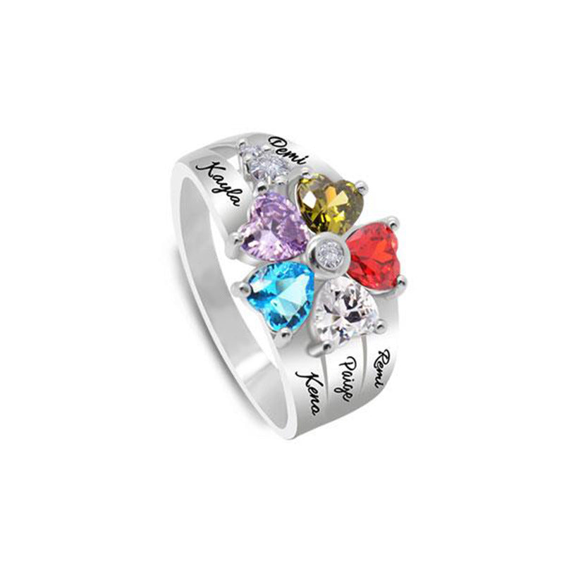 rings with birthstones and names  5 NAMES