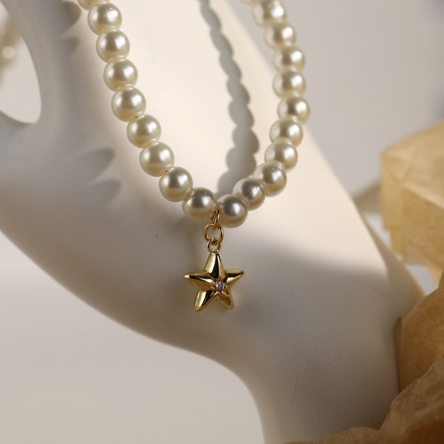 Pearl Chain Necklace with star pendant