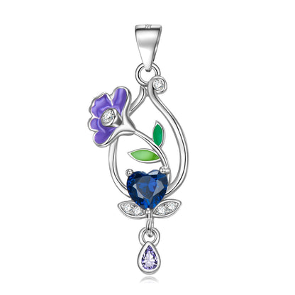 Birth Flower With Birthstone Pendant In Sterling Silver