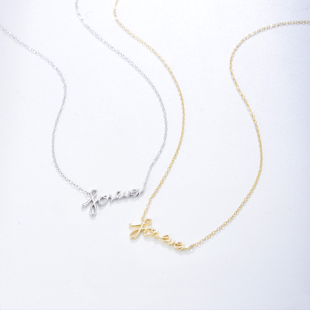 FOREVER Name Plate Necklace Sterling Silver Wire Name Necklace