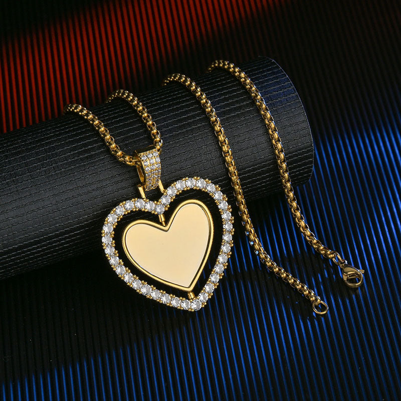 Mens Necklace with Picture Inside Picture Necklace Heart