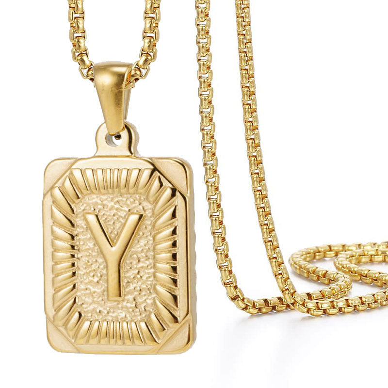 Chain With Initial For Guys Initial Necklace For Men GOLD