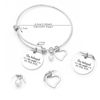 Custom Engraved Bracelet Charms With Heart And Pearl