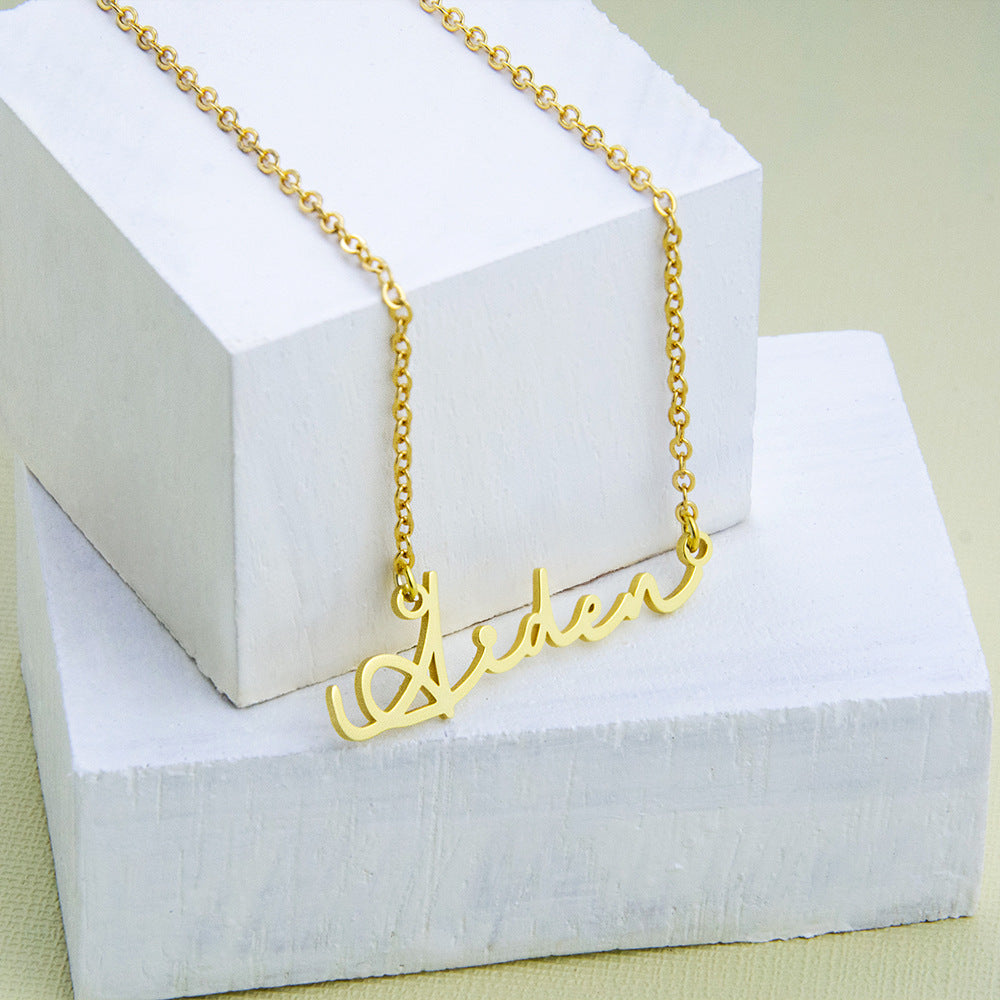 silver Wire Name Necklace gold