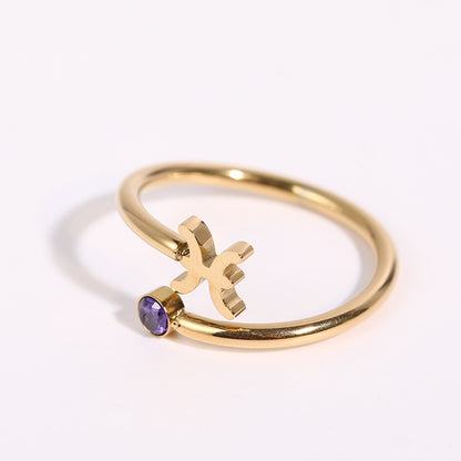 Birthstone Constellation Open Ring