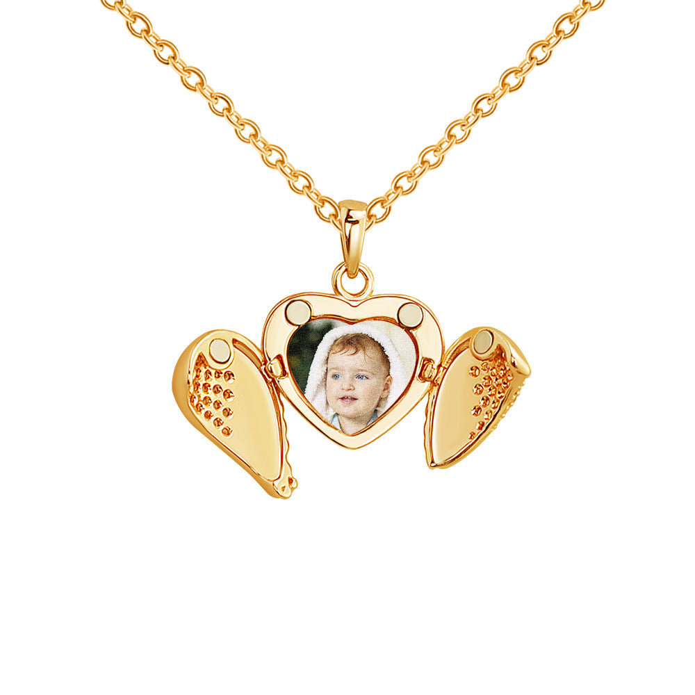Locket Necklace with Picture Inside Open Heart Necklace Pictures