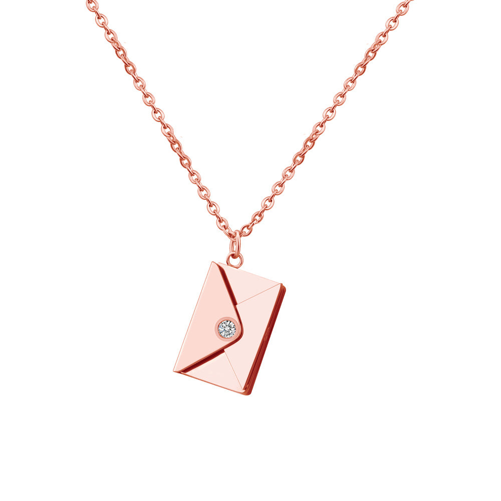 Necklaces For Girlfriend Envelope Rose Gold Charms