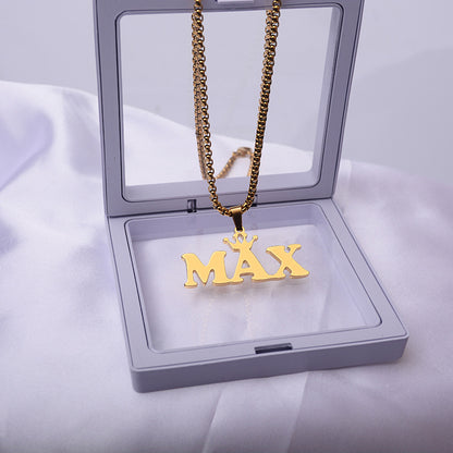 mens name plate necklace GOLD