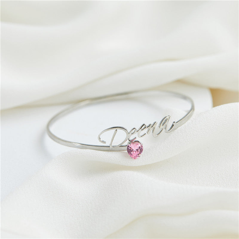 Personalized Bracelet Name with Gemstone