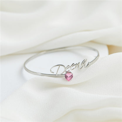 Personalized Bracelet Name with Gemstone