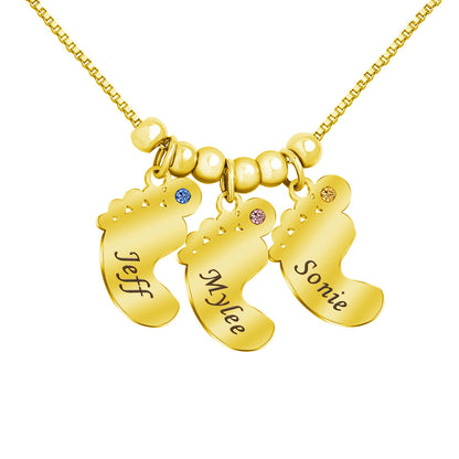 Baby Name Necklace With Birthstone gold