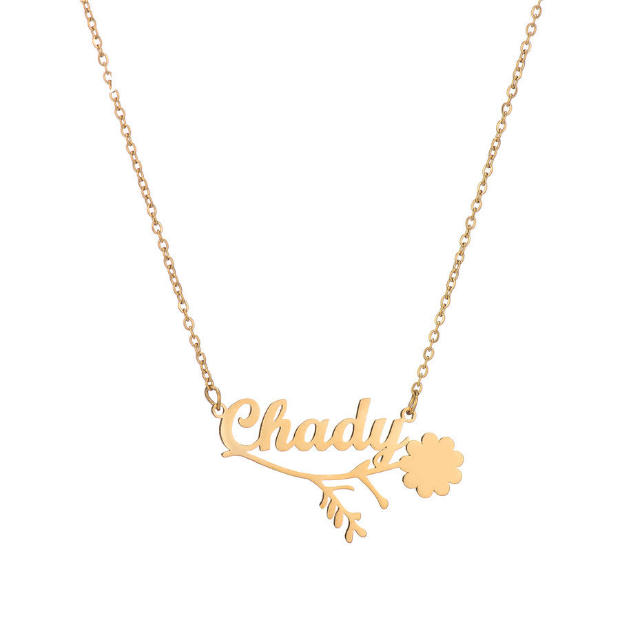 Name Necklace With Flower