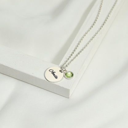 Personalized Birthstone Charm Necklace With Name