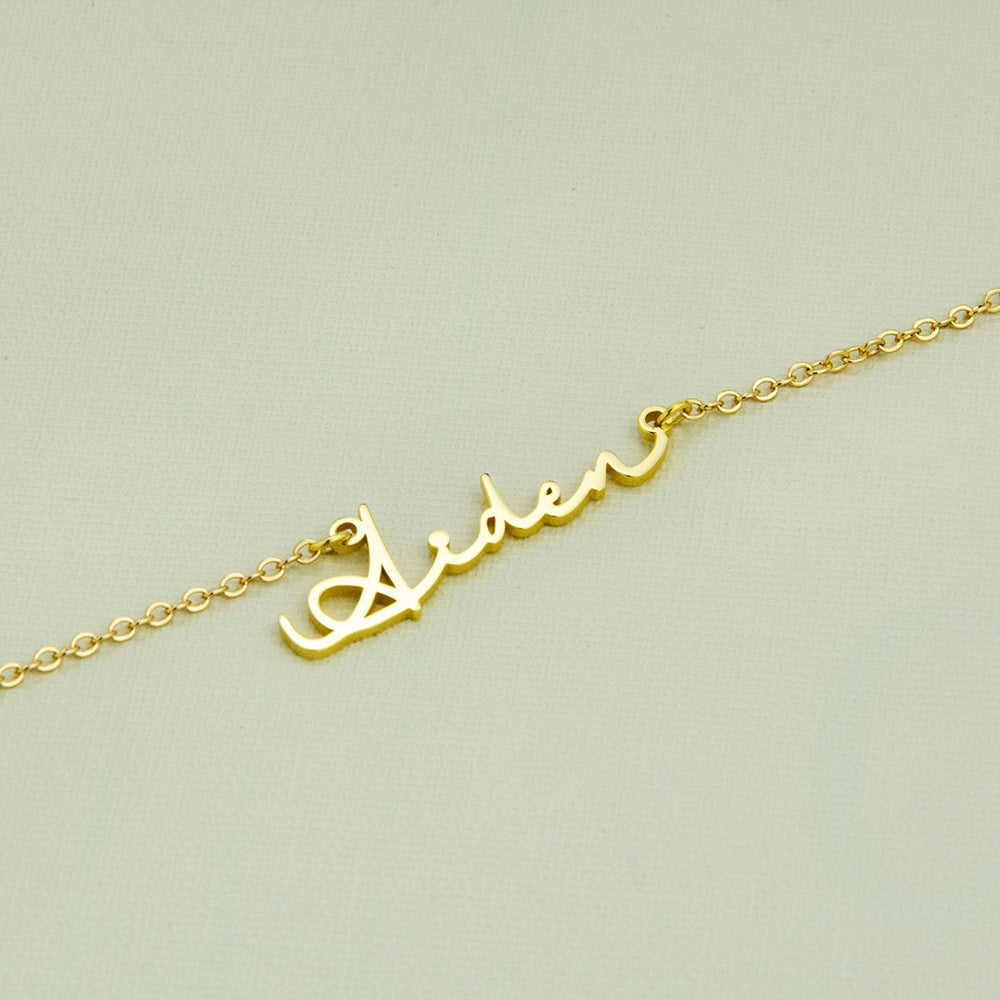 silver Wire Name Necklace gold
