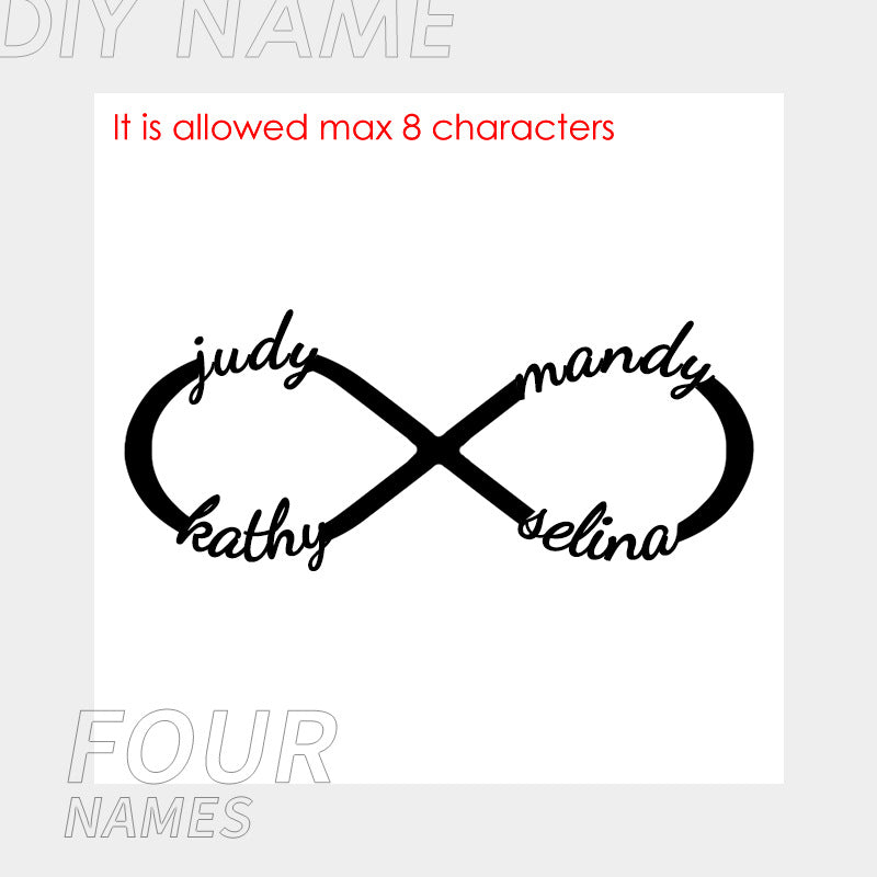 Infinity Necklace With 4 Names Couple Name Pendant Gold