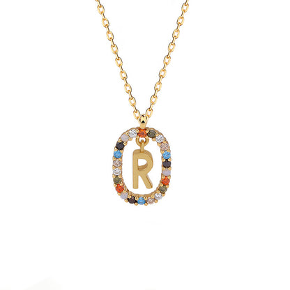 Sterling Silver Circle Pendant Necklace With Initial R Initial Necklace
