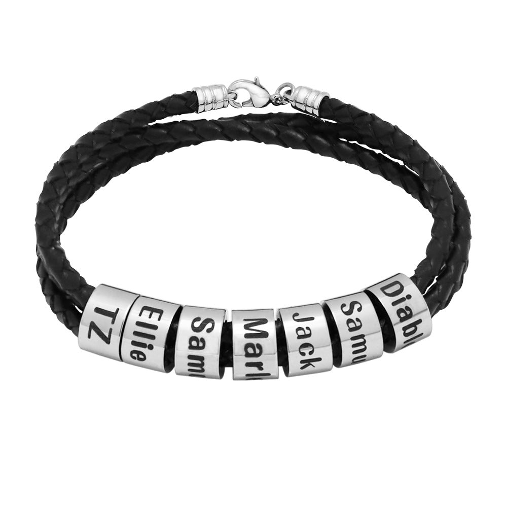 Mens Leather Bracelet With Names Mens Bracelet With Family Names