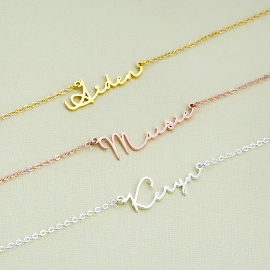 silver Wire Name Necklace
