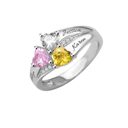rings with birthstones and names 3 NAMES