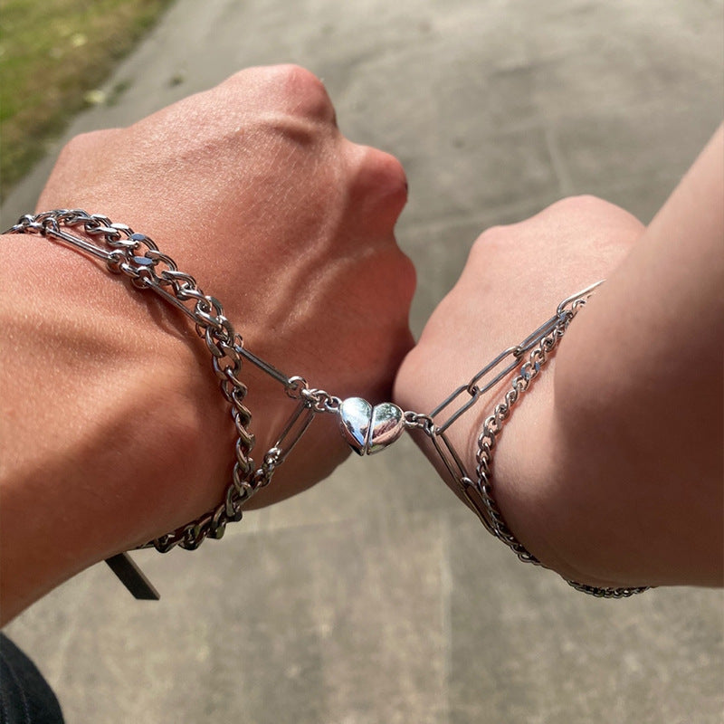 Heart Magnetic Chain Bracelet For Couples