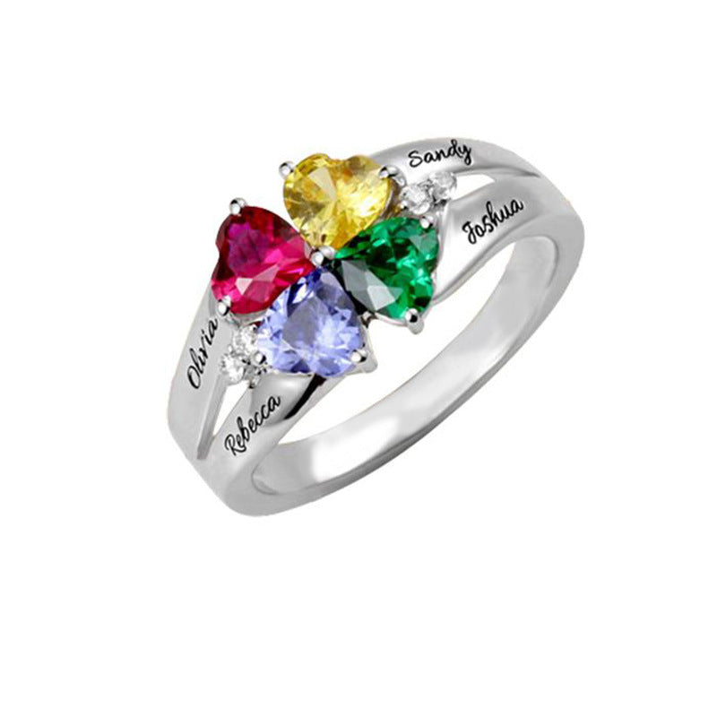 rings with birthstones and names 4 NAMES