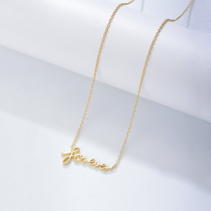 FOREVER Name Plate Necklace Sterling Silver Wire Name Necklace