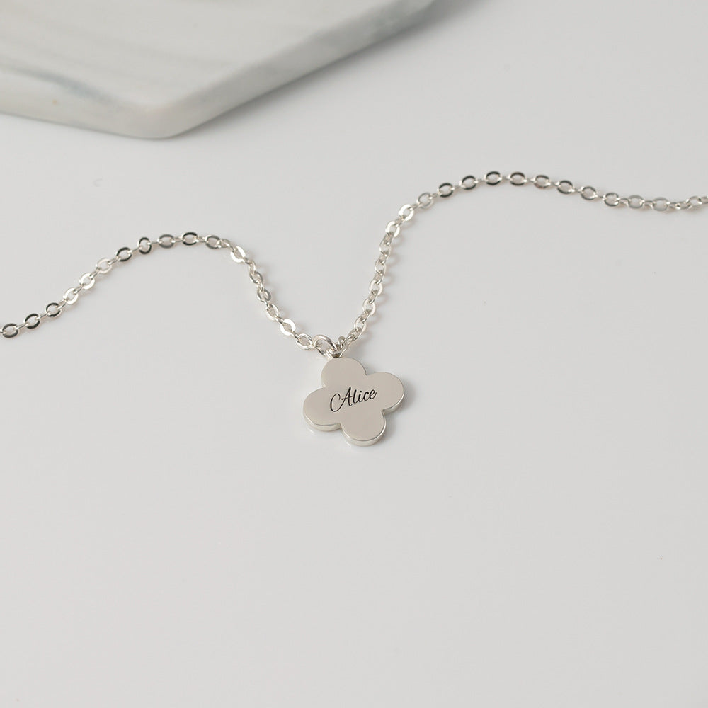 clover Name Necklace Silver