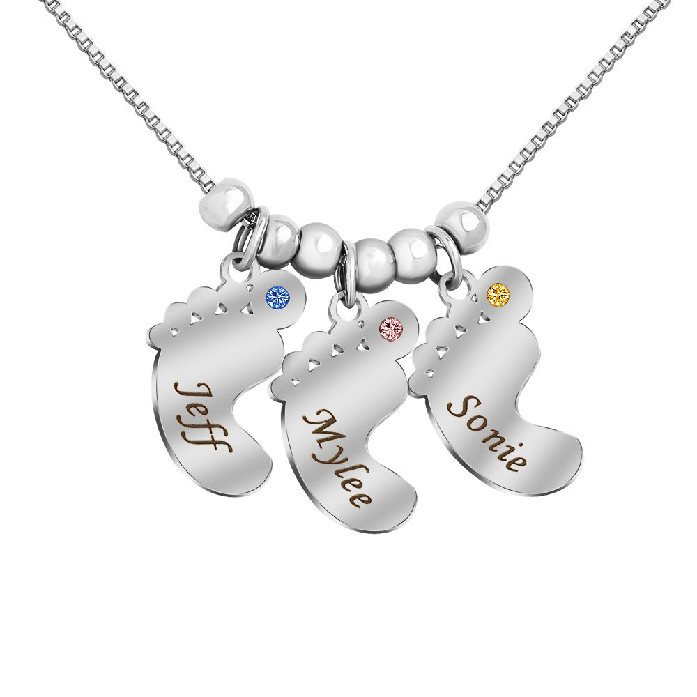 Baby Name Necklace With Birthstone silver