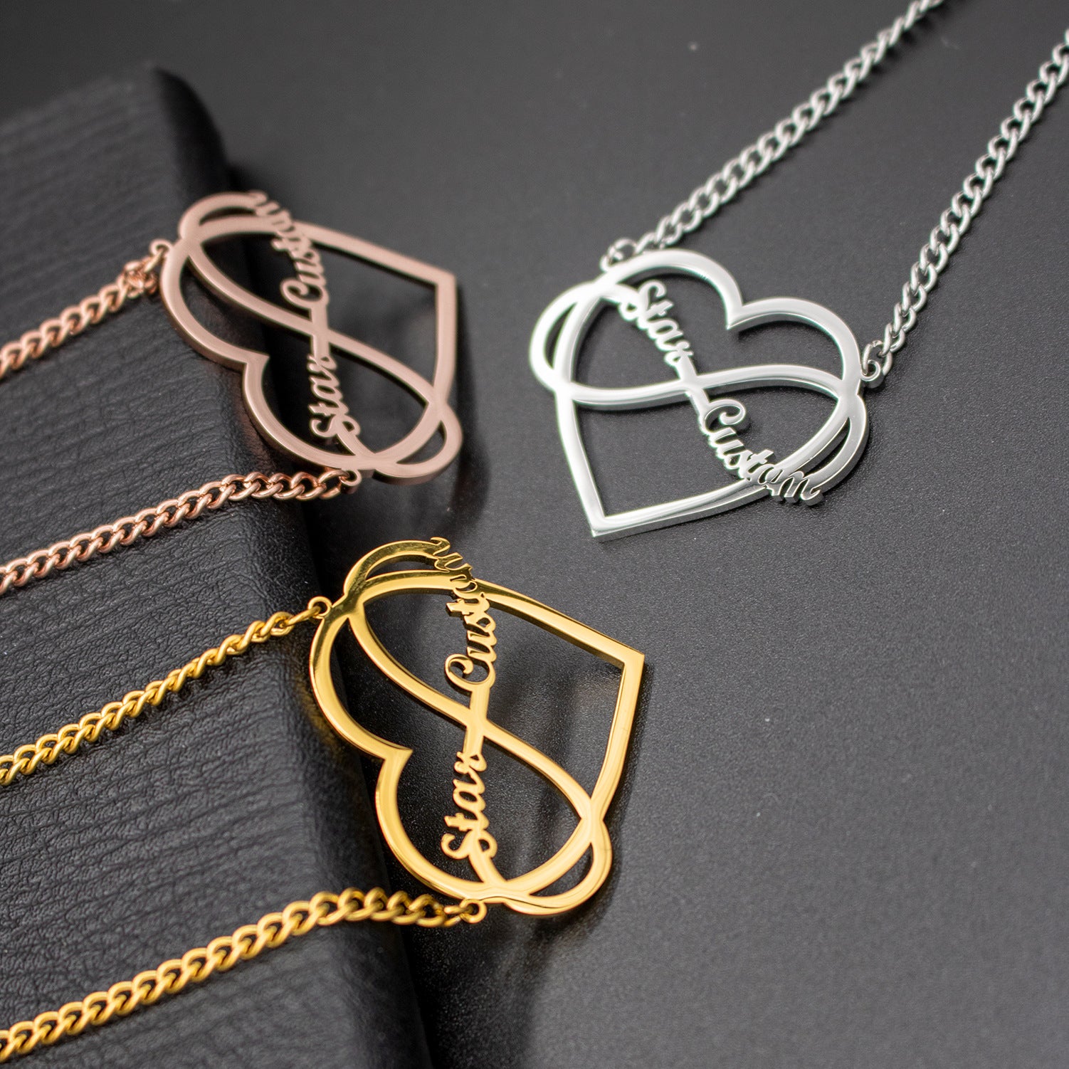 Infinity Necklace Heart Name Pendant