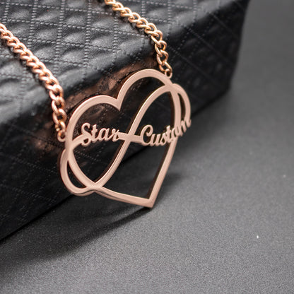 Infinity Necklace Heart Name Pendant ROSE GOLD