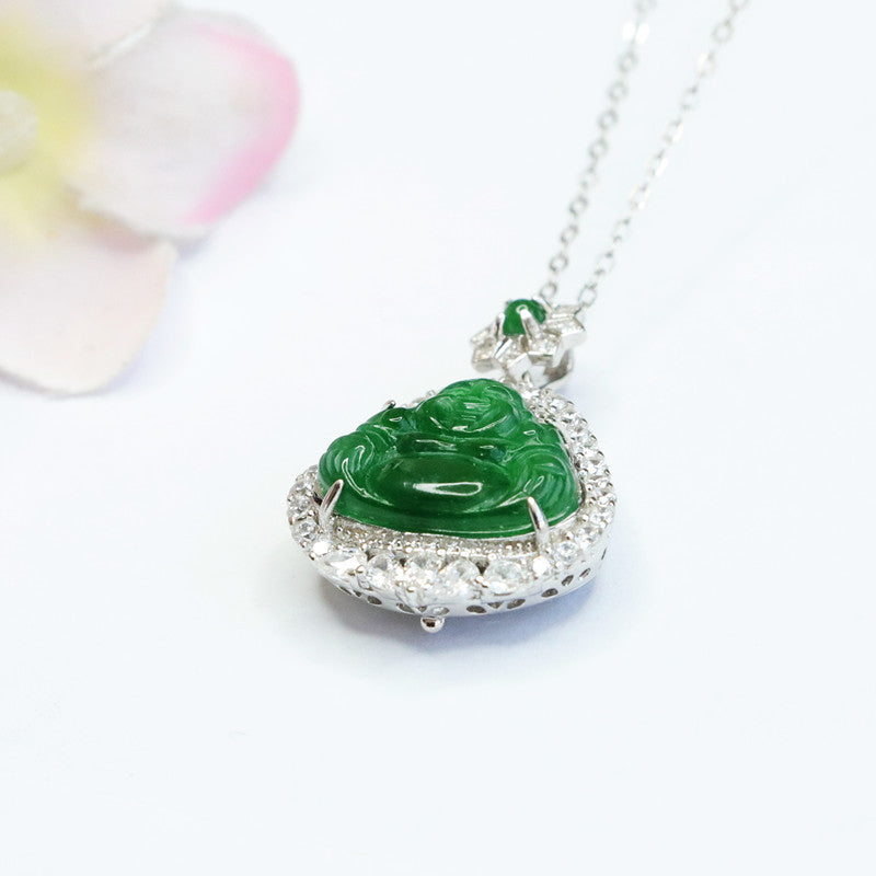Green Buddha Jade Pendant Necklace 23A1608