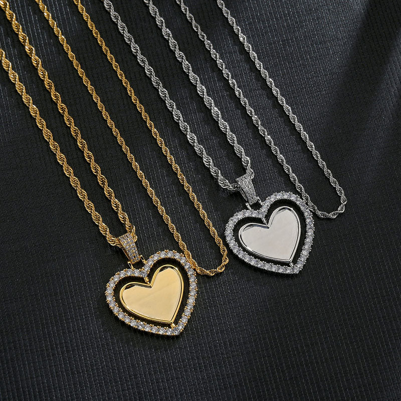 Mens Necklace with Picture Inside Picture Necklace Heart