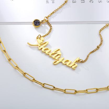 Name Necklace With Birthstone