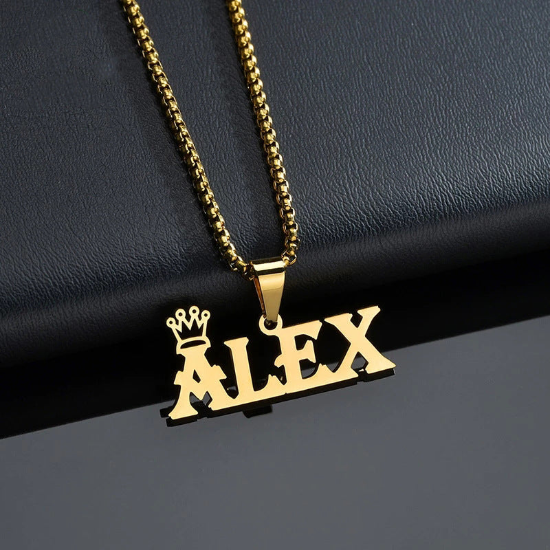 mens name plate necklace GOLD