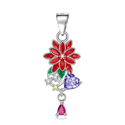 Birth Flower With Birthstone Pendant In Sterling Silver