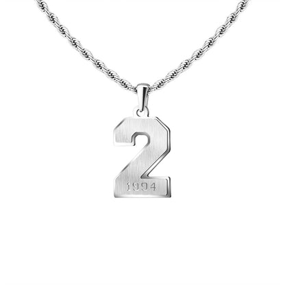 Mens Engraved Pendant Mens Number Necklace Stainless Steel Rope Chain