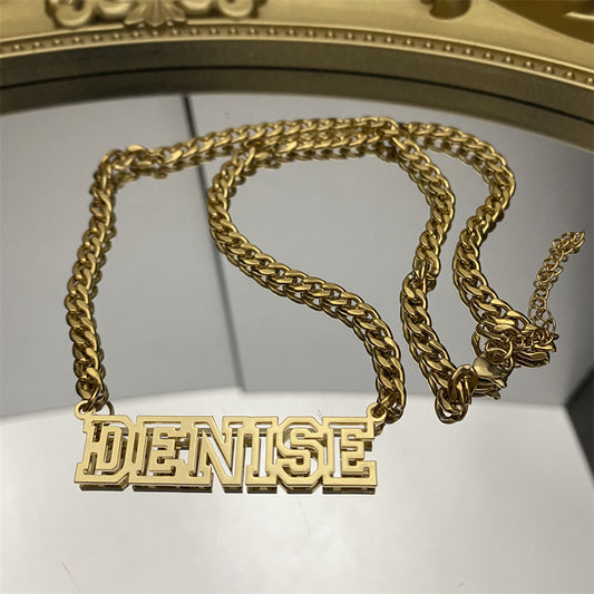 Mens Nameplate Necklace Gold Chain with Name for Guys